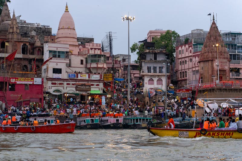 3 Nights 4 Days Varanasi Tour with Taj Mahal & Mathura​ - People around River in Varanasi